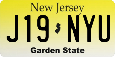 NJ license plate J19NYU