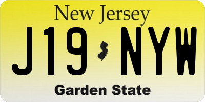 NJ license plate J19NYW