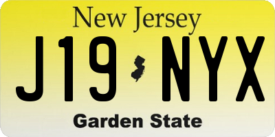 NJ license plate J19NYX