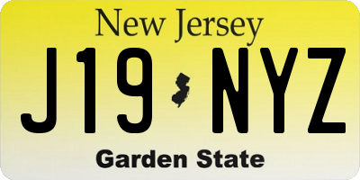 NJ license plate J19NYZ