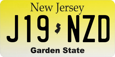 NJ license plate J19NZD