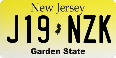 NJ license plate J19NZK