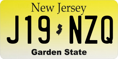 NJ license plate J19NZQ