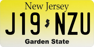 NJ license plate J19NZU