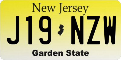 NJ license plate J19NZW
