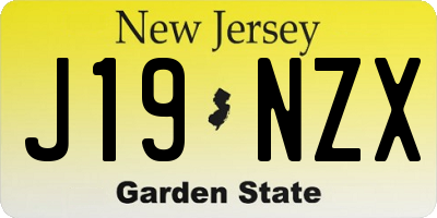 NJ license plate J19NZX
