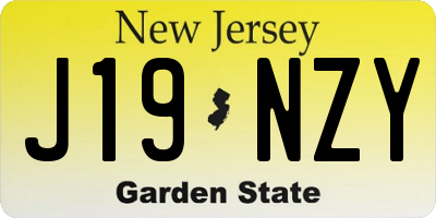 NJ license plate J19NZY