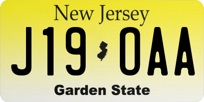NJ license plate J19OAA