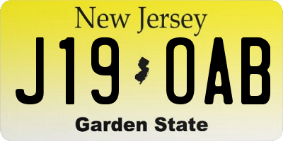 NJ license plate J19OAB