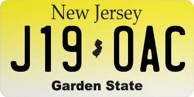 NJ license plate J19OAC