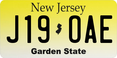 NJ license plate J19OAE