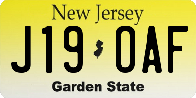 NJ license plate J19OAF