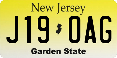 NJ license plate J19OAG