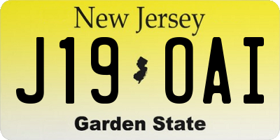NJ license plate J19OAI