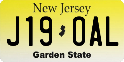 NJ license plate J19OAL