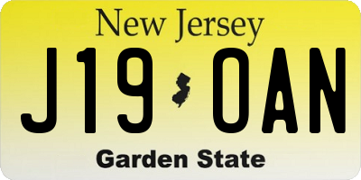 NJ license plate J19OAN
