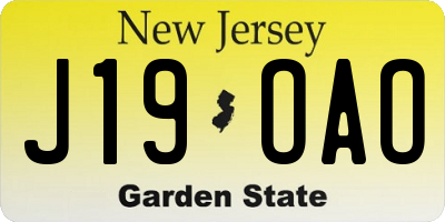 NJ license plate J19OAO