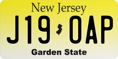 NJ license plate J19OAP