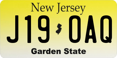 NJ license plate J19OAQ