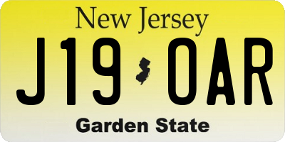 NJ license plate J19OAR