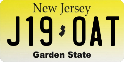 NJ license plate J19OAT