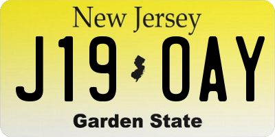 NJ license plate J19OAY