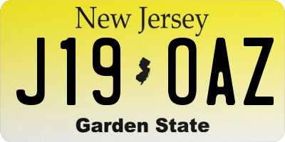 NJ license plate J19OAZ