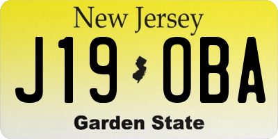 NJ license plate J19OBA
