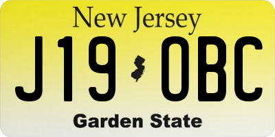 NJ license plate J19OBC