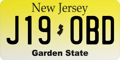 NJ license plate J19OBD