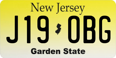 NJ license plate J19OBG