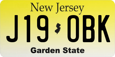 NJ license plate J19OBK