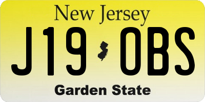 NJ license plate J19OBS