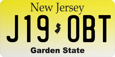 NJ license plate J19OBT