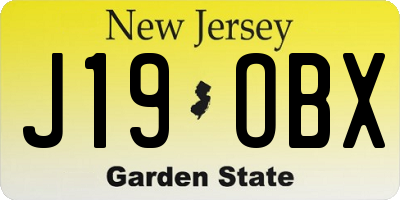 NJ license plate J19OBX