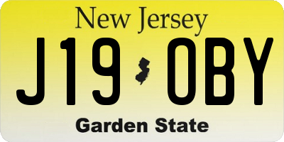 NJ license plate J19OBY