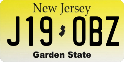 NJ license plate J19OBZ