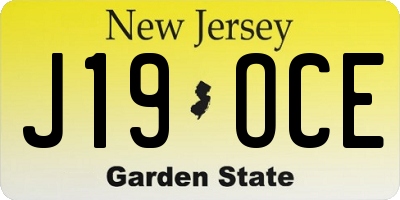NJ license plate J19OCE