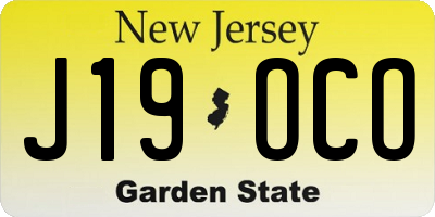 NJ license plate J19OCO