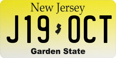 NJ license plate J19OCT