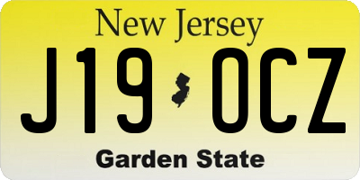 NJ license plate J19OCZ