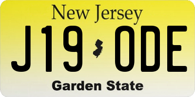 NJ license plate J19ODE