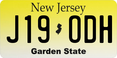 NJ license plate J19ODH