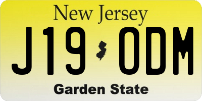 NJ license plate J19ODM