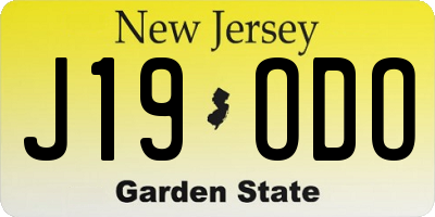 NJ license plate J19ODO