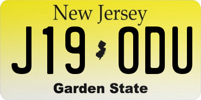 NJ license plate J19ODU
