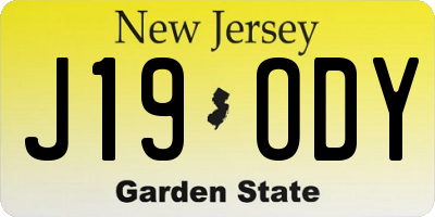 NJ license plate J19ODY