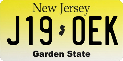 NJ license plate J19OEK