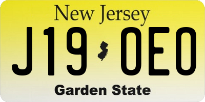 NJ license plate J19OEO