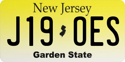 NJ license plate J19OES